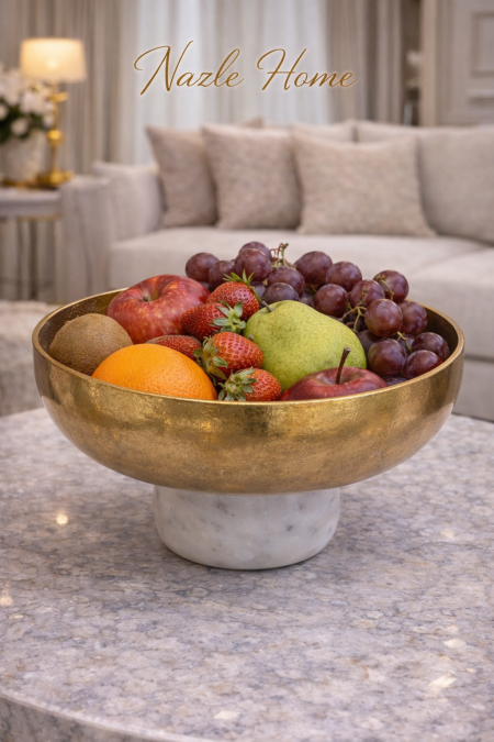 جاط تقديم رخام للفواكه مع قاعدة نحاس